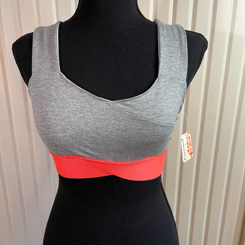 Free People Movement Orange Gray Just Breathe Sports Bra Size XS